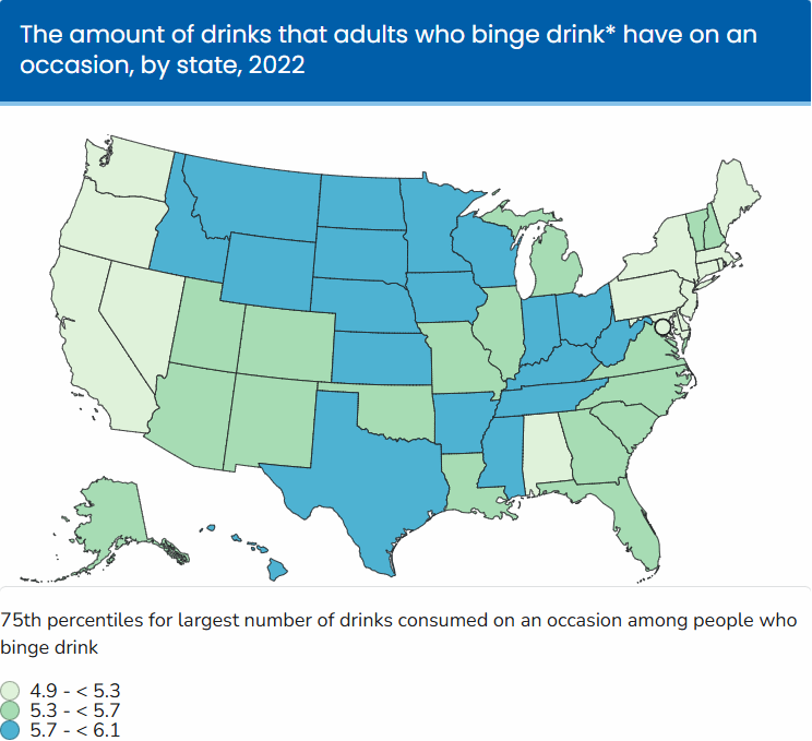 US binge drinking statistics in 2022